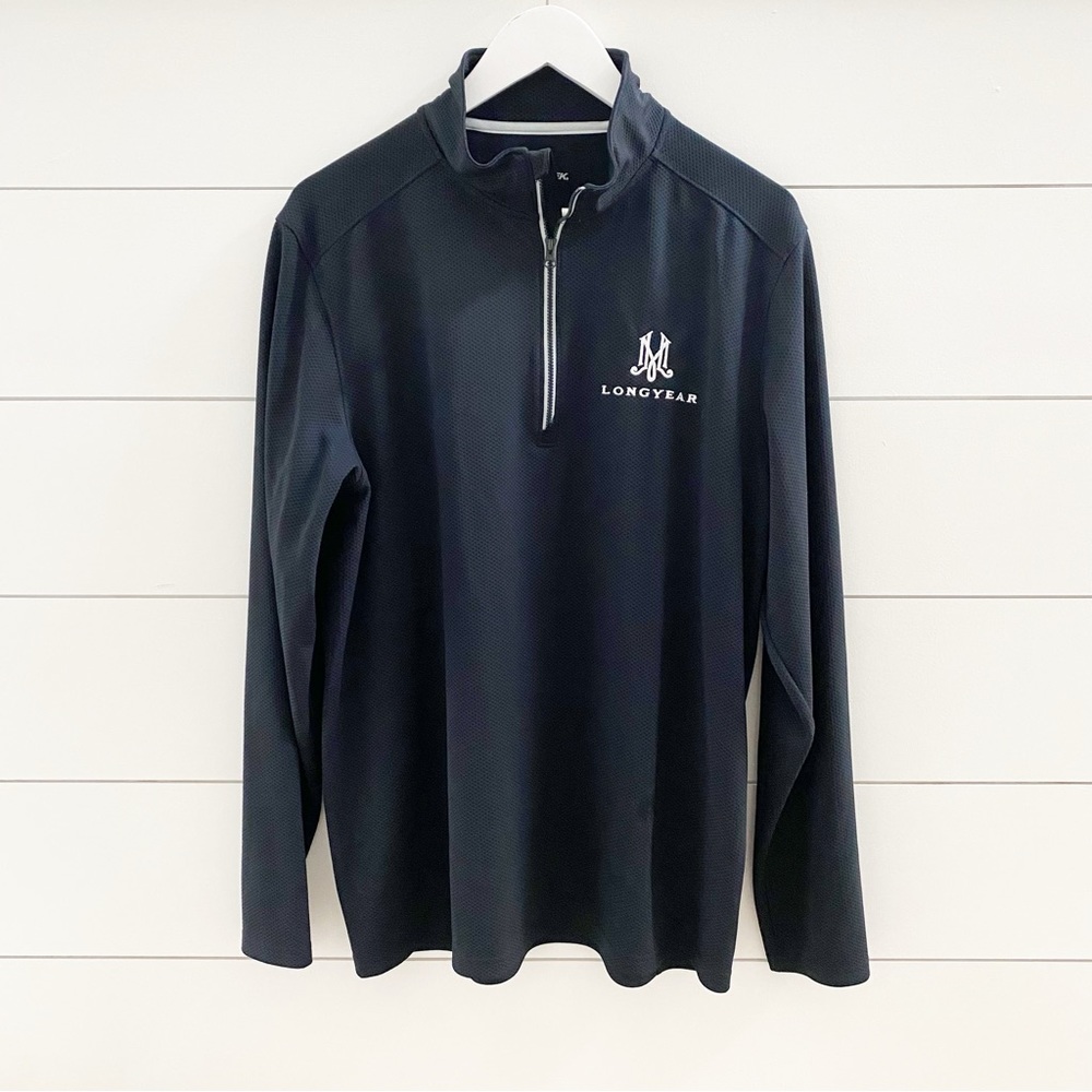 Sport-Tek Navy Textured Quarter Zip Pullover Performance Jacket Size L